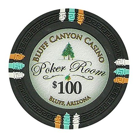 Bluff Canyon 13.5g Poker Chips, $100 Heavyweight Clay Composite, 25-pack