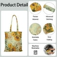 thumbnail image 5 of Sunflower Print Reusable Grocery Tote Bag – Vintage Boho Farmhouse Canvas Shopping Bag with Watercolor Floral Design, Beach, Picnic, Summer & Fall, 5 of 7