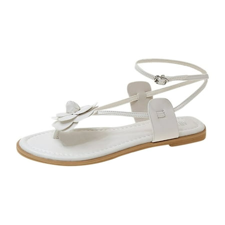 

nsendm Bare Sandals for Women Size 8 Women s Flat Sandals Fashion Casual Fringe Sneaker Sandals for Women Platform White 7.5