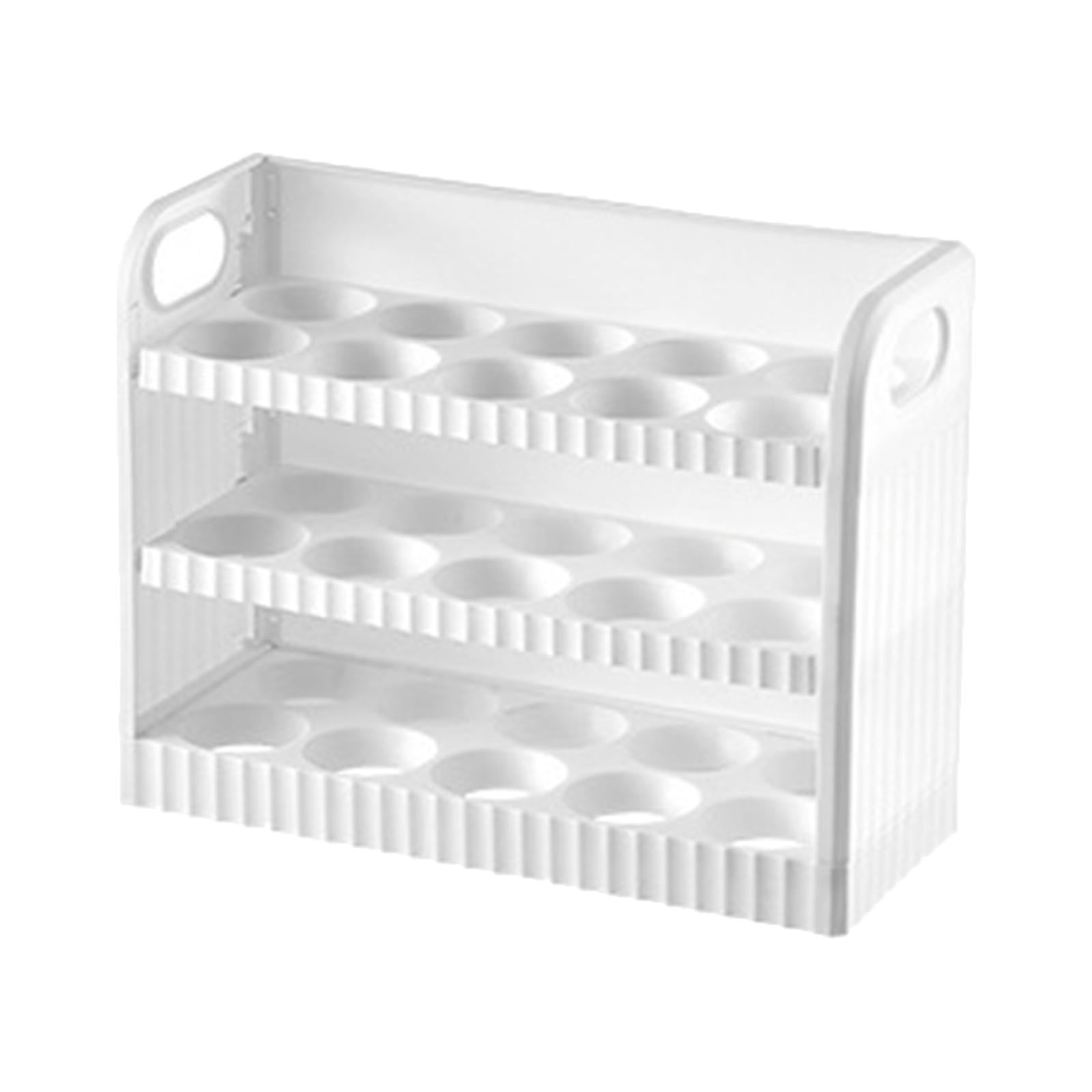 3 Tiers Eggs Holder for Refrigerator, Eggs Container Eggs Tray Bins Fridge Eggs Organizers for Countertop Pantry Kitchen Shelf Cabinet White