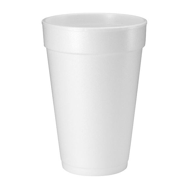 Dart Foam 16 oz White Drink Cups 25/Bag, 40 Bags/Carton
