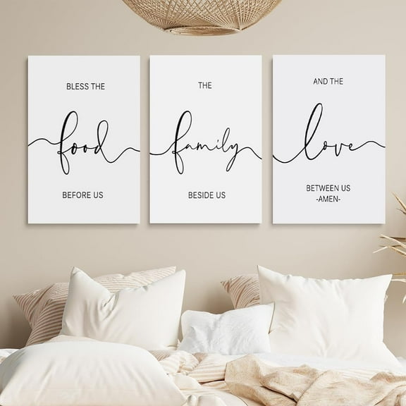 Dining Room Wall Decor Dining Room Decor Pictures for Kitchen Wall Art Sign Canvas Prints Bless the Food Before Us Wall Decoration,Rustic Farmhouse Home Living Room Bedroom Wall Decor 12"X16"