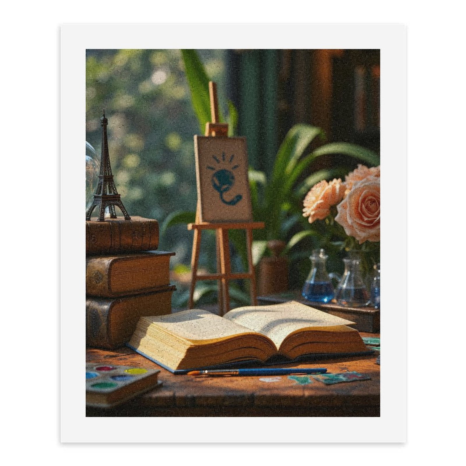 Paint By Numbers Kit for Adults Beginner - Art Supplies Roses Tower Painting DIY Canvas Painting Kits for Adults, Frameless Paint By Number for Adults for Home Wall Decor 16x20 Inch