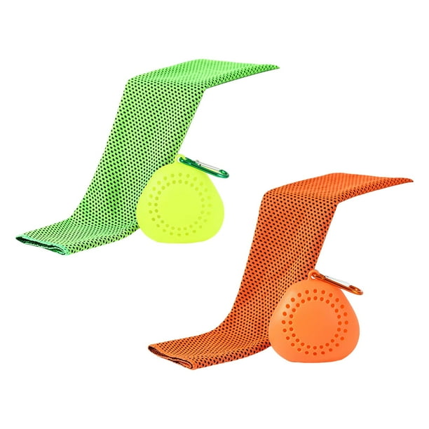 2 toallas refrescantes de 30 x 60 cm que absorben el agua y se secan rápidamente, ideales verde naranja