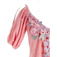 thumbnail image 3 of Más el tamaño de la capucha de la manga Alto Bajo floral apliques camiseta Rosegal Camisetas tallas grandes, 3 of 5