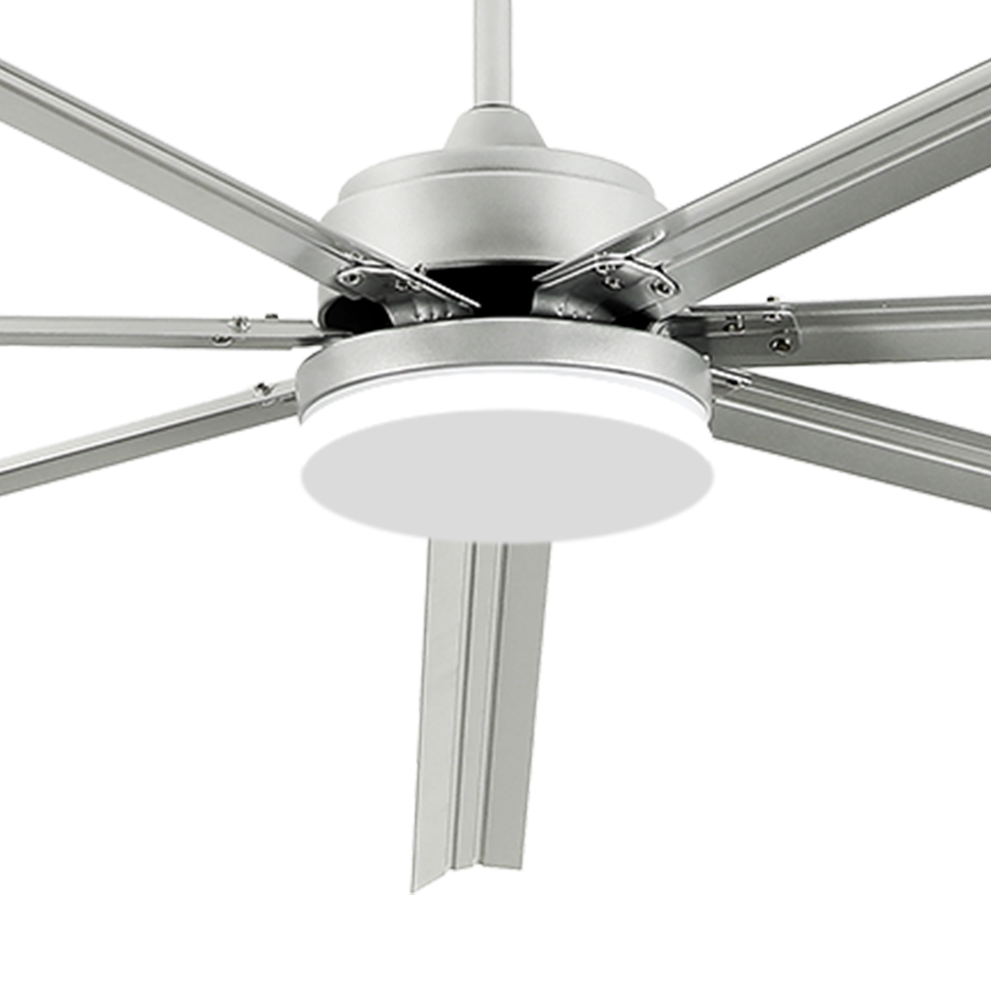 Craftian 96 Inch Ceiling Fan with Lights and Remote Control, Large Industrial Ceiling Fan with 6-Speed,7 Aluminum Blades - Silver