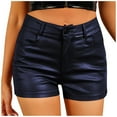 thumbnail image 2 of Puntoco Pantalones cortos casuales para mujer Pantalones cortos lisos con bolsillos y cremallera y botones a la moda para mujer, 2 of 4