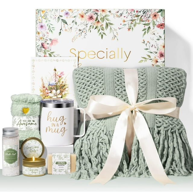 Set de regalo de cuidado personal MAYICIVO para mujer con manta y vela