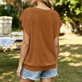 thumbnail image 6 of VBVC Women's Crew Neck Pleated Batwing Sleeve Blouse , Ladies' Loose Flowy Casual Top , Soft Elastic Hem Summer Shirts For Women,Orange,S-2XL, 6 of 9