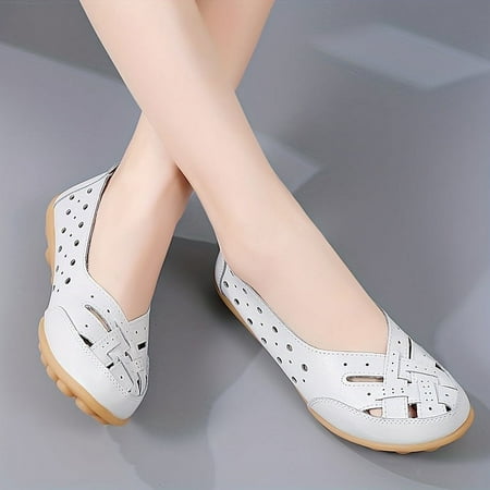 

SHYKU Women s with Soft Sole Platform and Out Design Lightweight Slip On Casual Flats-39