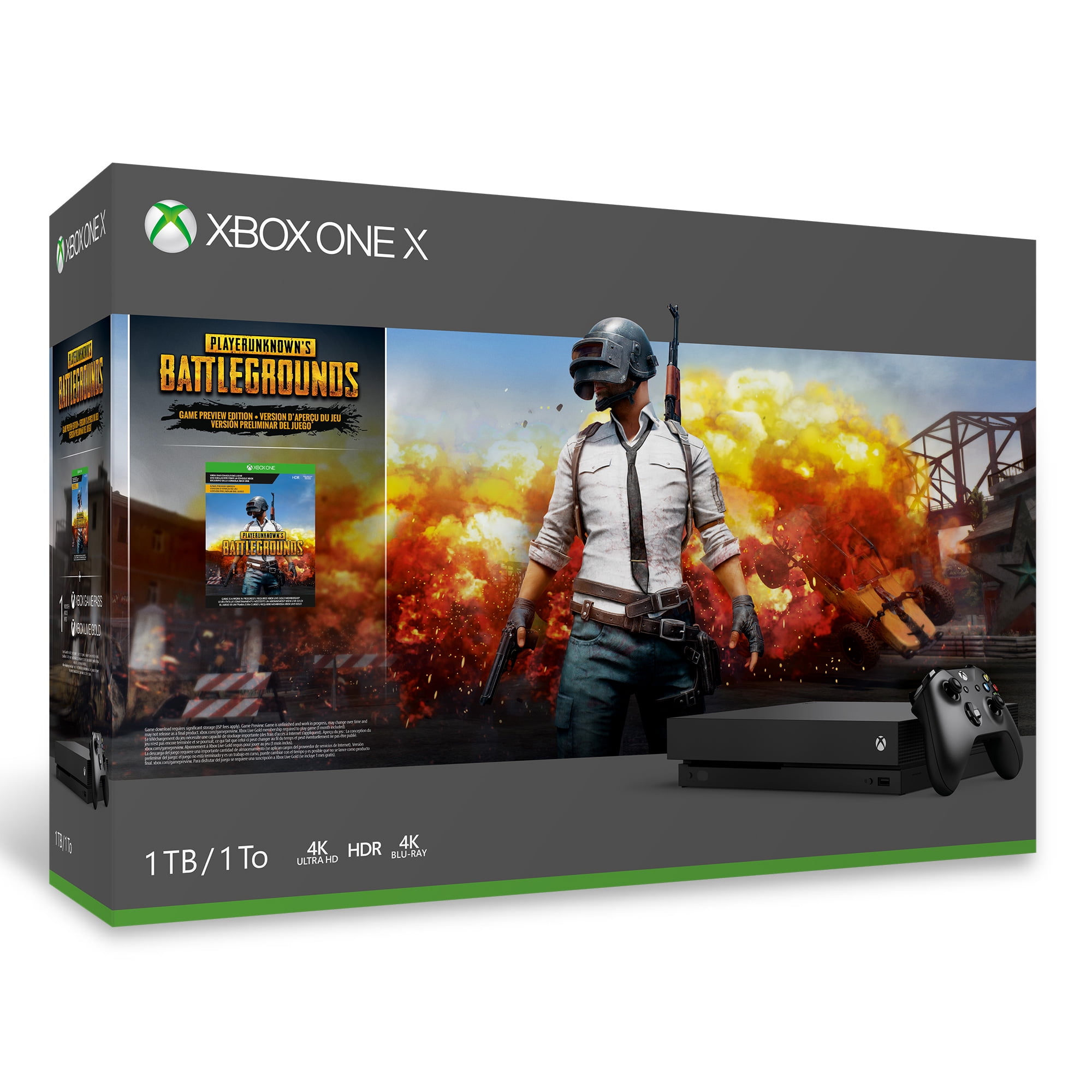 Rijd weg Wasserette lint Microsoft Xbox One X 2TB SSHD PUBG Bundle with Wireless Controller and Xbox  Game Pass Live Gold Trial - Native 4K - Enhanced with Solid State Hybrid  Drive - Black - Walmart.com