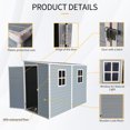 thumbnail image 3 of 4×8 FT Resin Outdoor Storage Shed with Floor, Weather Resistant Tool Shed with Lockable Door, Air Vent and Windows, Garden Cabinet Organization for Patio Backyard Lawn, Gray, 3 of 7