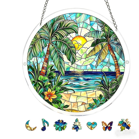 KuoKaa Acrylic Puzzles Suncatcher,Jigsaw Puzzle Suncatcher, Tree & Animal Jigsaw Puzzles,Stained Glass Window Hanging Garden Decoration for Women Men Mom Birthday Gift(