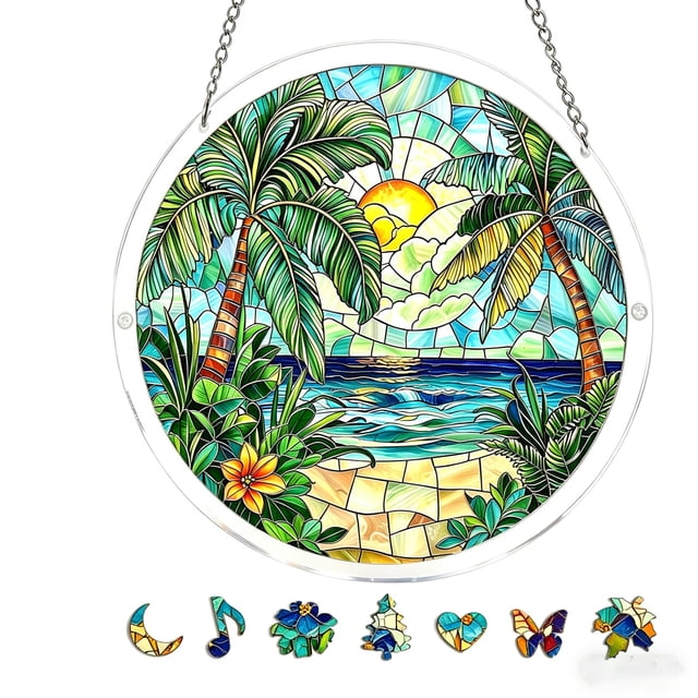 CaiYueKe Acrylic Puzzles Suncatcher Window Hanging, 7.4 Inch Sun Catcher Acrylic Puzzles Garden Decoration for Women Men Mom Birthday Gift Home Decor