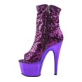 thumbnail image 4 of *7" Heel, 2 3/4" PF Peep Toe Sequins Ankle Boot, Side Zip - Purple Sequins/Purple Chrome, 11, 4 of 5