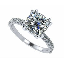 NANA Jewels 1.50ct Cushion Solitaire CZ Engagement Ring W/Sides - Silver 6mm Size 10