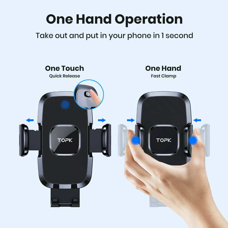 TOPK Cell Phone Holder for Car with Hook Clip Air Vent Car Mount 360°  Rotation Universal Mobile Phone Mount 