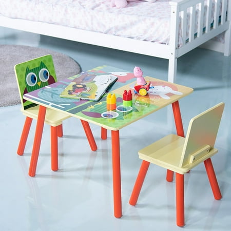Gymax Kids Table And 2 Chairs Set For Toddler Baby Gift Desk