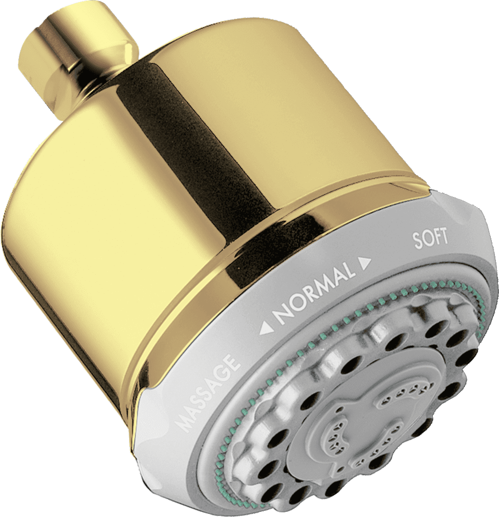 Hansgrohe Clubmaster Showerhead 3Jet, 2.5 GPM in Polished Brass