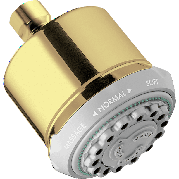 Hansgrohe Clubmaster Showerhead 3Jet, 2.5 GPM in Polished Brass