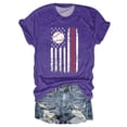 thumbnail image 1 of Hauts d'Été pour Femmes, 2024 Blouses Décontractées Chic pour l'Entraînement T-Shirts T-Shirts de Baseball pour Femmes à Imprimé Col Rond Multicolore Multi Tailles Été Manches Courtes Violet, 1 of 3