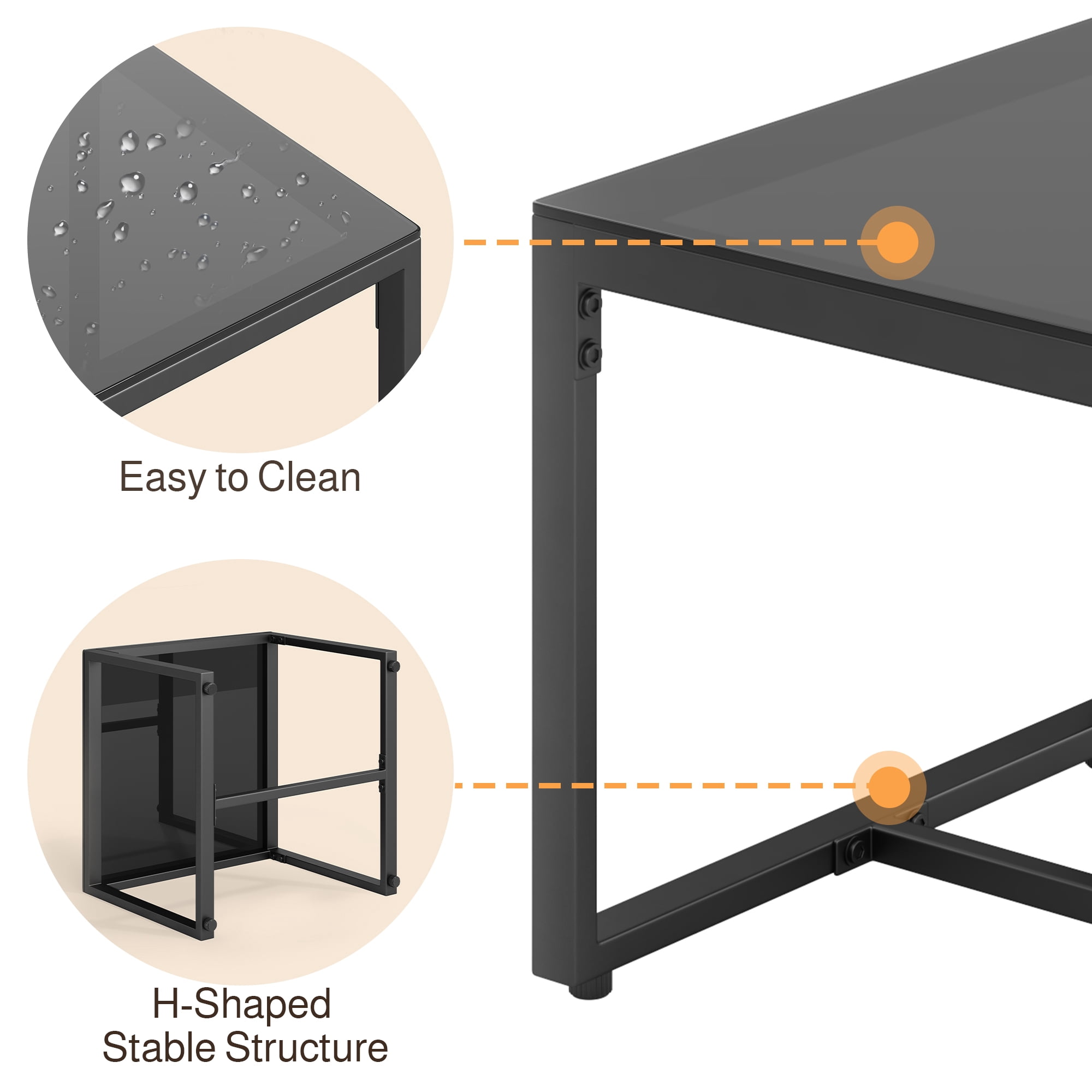 Outdoor Leisure Wicker Furnishing Pack Equipped with Clear Glass Table for Courtyard, Balcony and Entry Porch, Gray