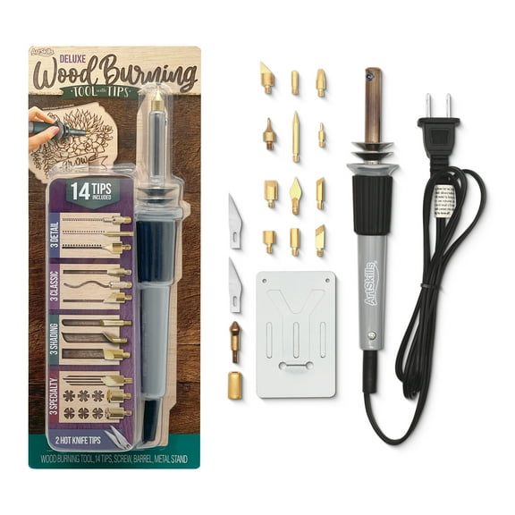 ArtSkills Wood Burning Tool, Wood Burning Kit with Pen, 14 Tool Tips & 2 Hot Knife Tips