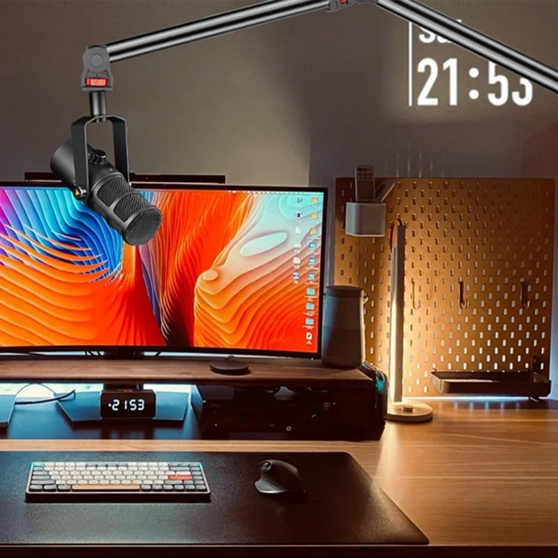 Professional Desktop Microphones Support with Full 360 Degree Swivels, Aluminum, Wide Clamp Ranges