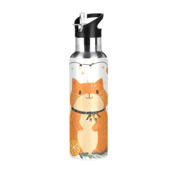 ALAZA Cat Christmas Water Bottle Insulated Flask Stainless Steel Straw Lid 20 oz