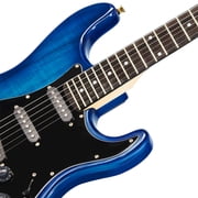 Full Size 39 Inch Electric Guitar Kit Solid Wood for Beginner with 25W Amplifier Gig Bag,Capo,Strap,Cable,Picks(Blue)