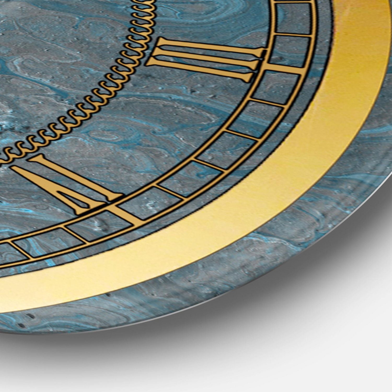 Designart 'Blue and Gray Marble Landscape' Glam wall clock
