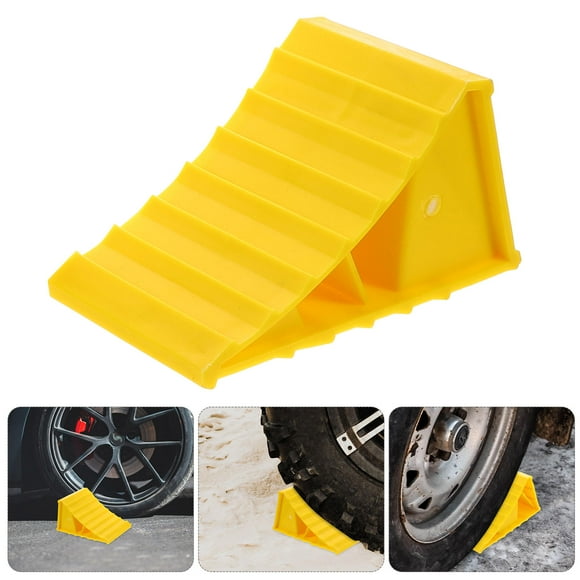 Minkissy 2Pcs Flat Spot Stoppers for Tires Made of Triangular Wood Designed for Car and Trailer Parking Safety