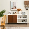 thumbnail image 3 of Gymax Buffet Moderne Bahut Armoire de Rangement de Cuisine avec 2 Portes et Compartiments Ouverts, 3 of 10