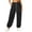 Black, variant on Lumosvexa Women's Cargo Joggers, Multiple Pockets Loose Fit Adjustable Drawstring Fall Hiking Sports Pants Green L