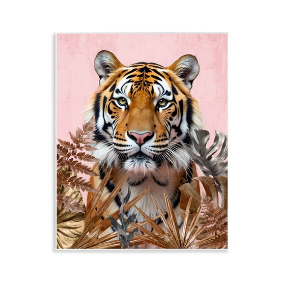 Stupell Industries Fierce Tiger on Pink Animals Painting Unframed Art Print Wall Art, 11 x 14