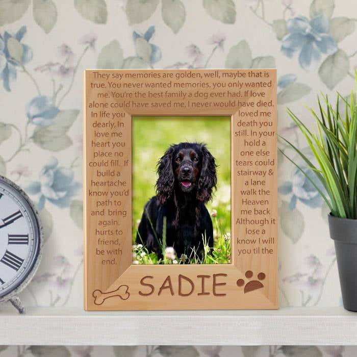 Personalised Pet Dog Photo Frame Engraved Landscape 8x6" 