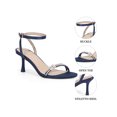 thumbnail image 3 of BLISSFUL STEP Women's Back to School Sandals Rhinestone Stiletto Heels Ankle Strap Sandals for Women Navy Blue 10, 3 of 7