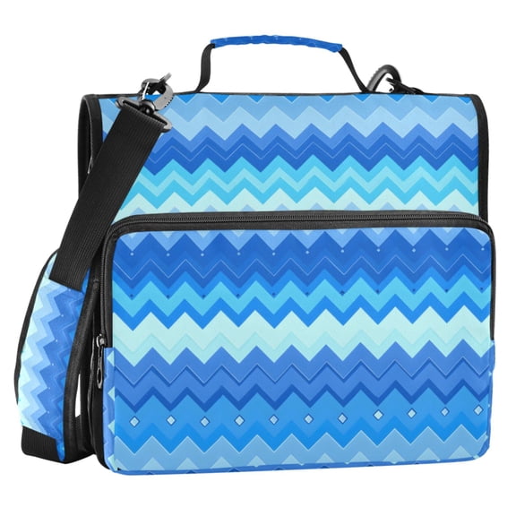 ALAZA Zipper Binder Blue Zigzag 2 in 3 Ring Trapper Keeper 500 Sheet Capacity File Folder Organizer Bag