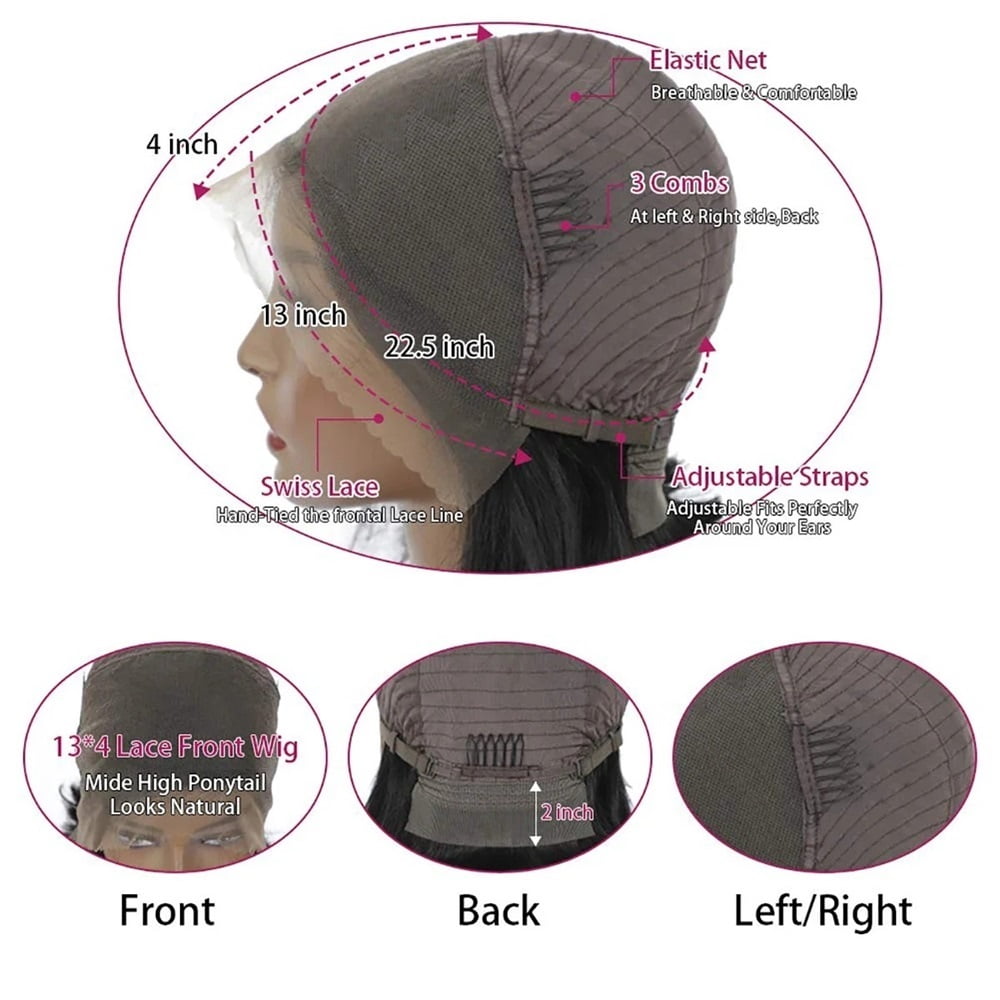 13x4 Transparent Lace Frontal Short Bob Human Hair Wigs 180% Brazilia Lace Front Wig for Women