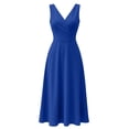 thumbnail image 6 of Ovbmpzd Womens And WomenʼS Plus Midi Wedding Guest Dresses Long Sleeves Elegant Swing formal Dresses V-Neck Sleeveless Blue Tank Dresses,S, 6 of 6