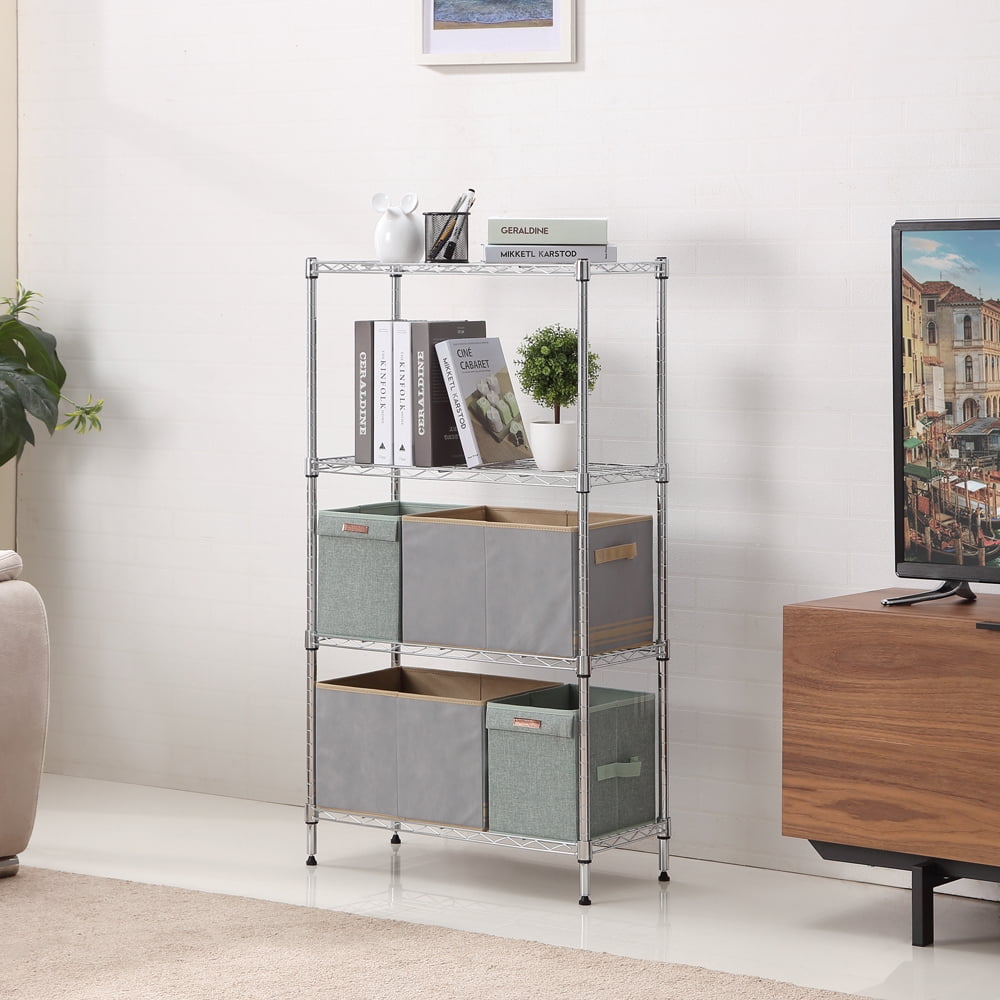 4 tier chrome utility wire shelving unit 14x30x47in