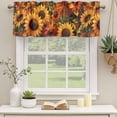 thumbnail image 2 of Sunflower Curtain Valances for Windows, Kitchen Valance Window Treatments Panel 2 Pack, Spring Summer Floral Watercolor Botanical Rod Pocket Short Curtains for Bathroom Bedroom 60 x 18 Inch, 2 of 8