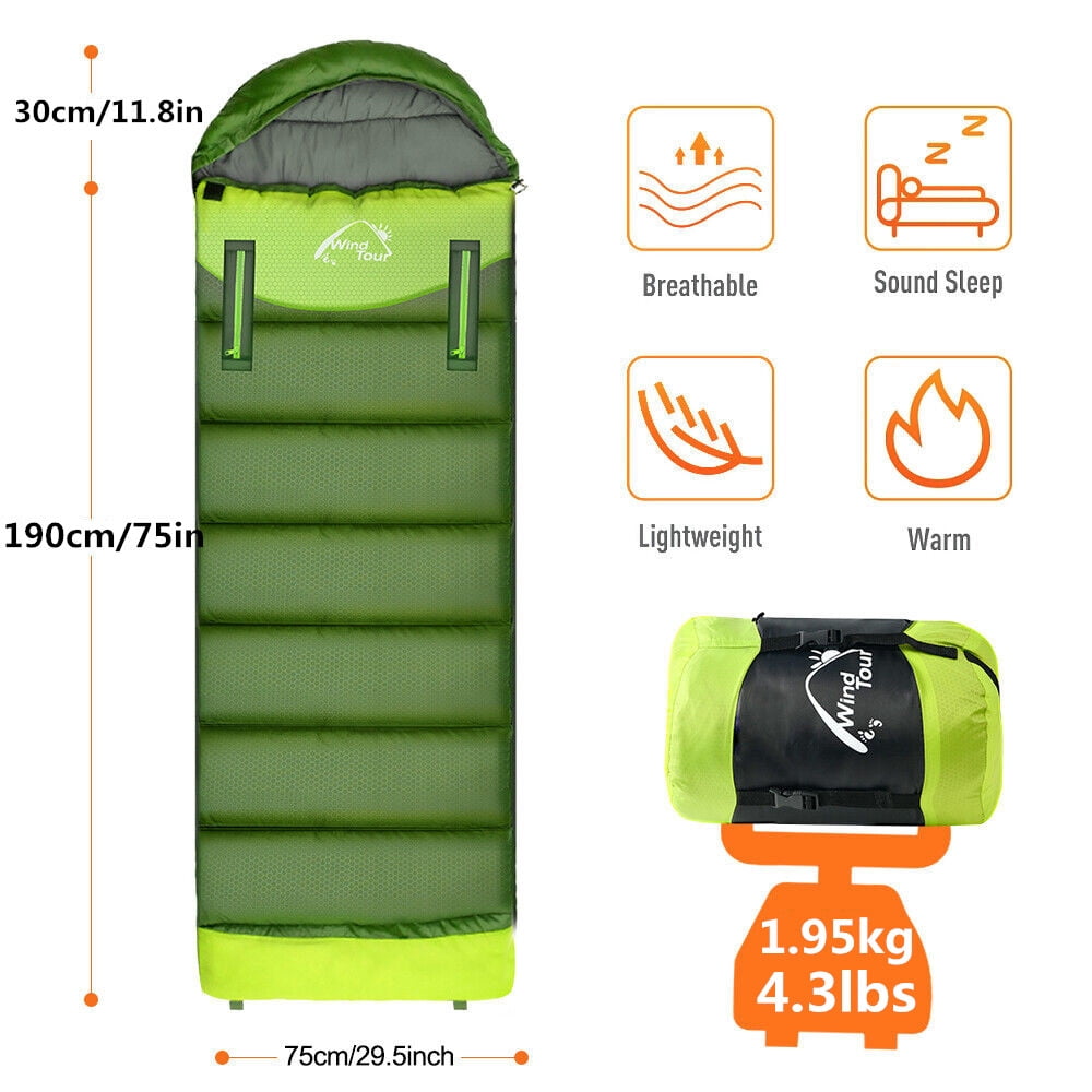 TOPCHANCES Camping Sleeping Bag for Adults - Lightweight Wearable Sleeping Bag with Compression Storage Sack Fits 5°F - 50°F Cold Weather (4.3lbs - Right Zipper)