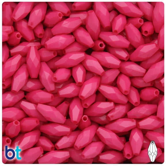 BeadTin Dark Pink Opaque 15mm Faceted Bicone Acrylic Beads (200pcs)