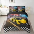 thumbnail image 2 of Castle Fairy Children Teens Racing Car Twin Bedding Sets 7-Piece,Geometric Plaid Grid Bedding Comforter Set Microfiber,Extreme Sport Breathable Sheet Sets,Lightweight Room Decor,Reversible, 2 of 8