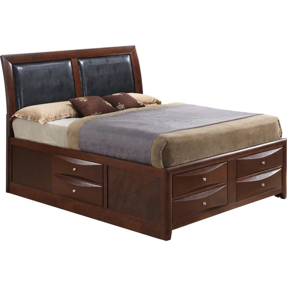 Glory Furniture Marilla King Storage Bed in Cherry
