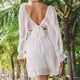 thumbnail image 2 of Vestido De Cuello Cuadrado Con Lazo En La Espalda, Vestido Con Hombros Descubiertos Y Lazo En La Espalda Manga Larga Color Sólido Cintura Alta Ajustable Para Club Cena Vacaciones ANGGREK CF1711, 2 of 6
