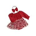 thumbnail image 1 of FOCUSNORM Barboteuse de la Saint-Valentin pour Bébé Fille, Robe Barboteuse à Manches Longues à Imprimé de Cœurs avec Bandeau, 1 of 8