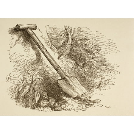 Illustration Of A Spade Dug Half Way Into The Ground Bysir John Gilbert From The Illustrated Library Shakspeare Published London 1890 Canvas Art - Ken Welsh  Design Pics (17 x