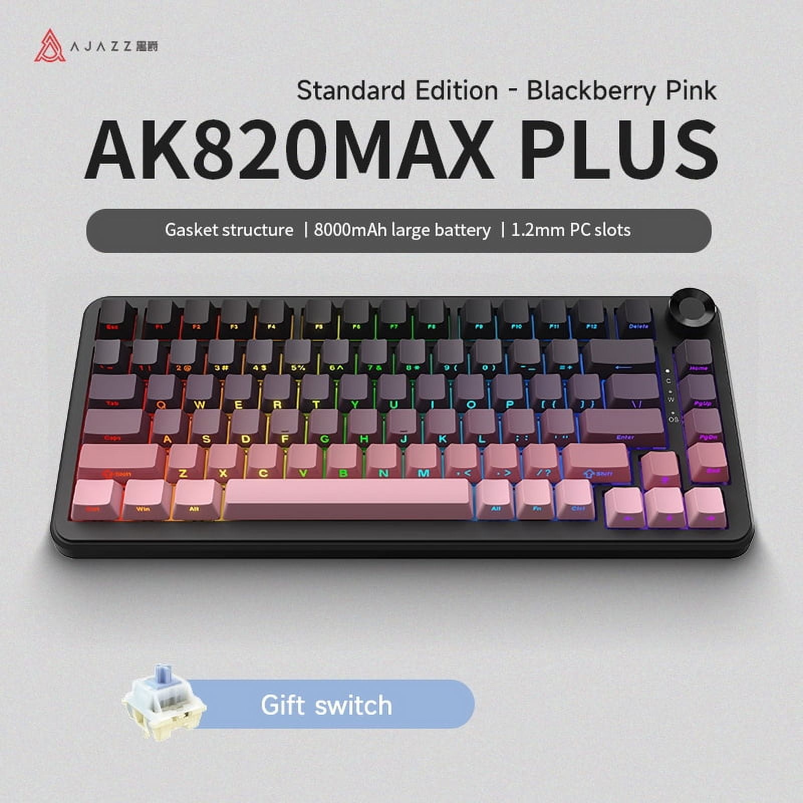 AK820 plus Gradient Green Wireless Mechanical Keyboard, BT, 2.4G